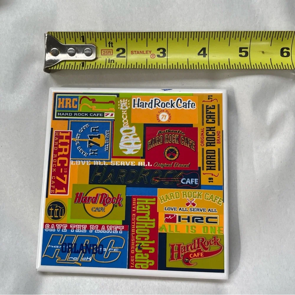 Hard‎ Rock Cafe Orlando 4.5 Inch StonewareCoaster Set (4) Cork Bottom